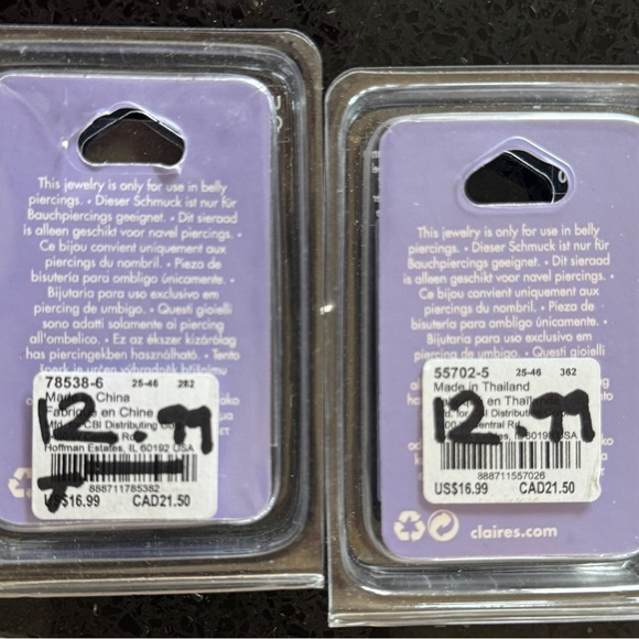 Claire's Black Dragon and Purple Crystal piercings,is only for use in belly - Picture 4 of 4